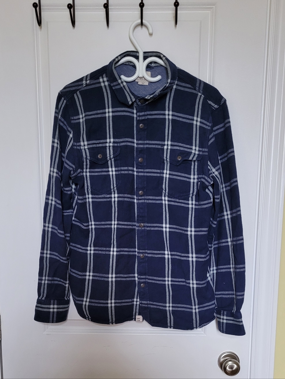 Vans shirt blue white plaid button down men's casual cotton skater grunge